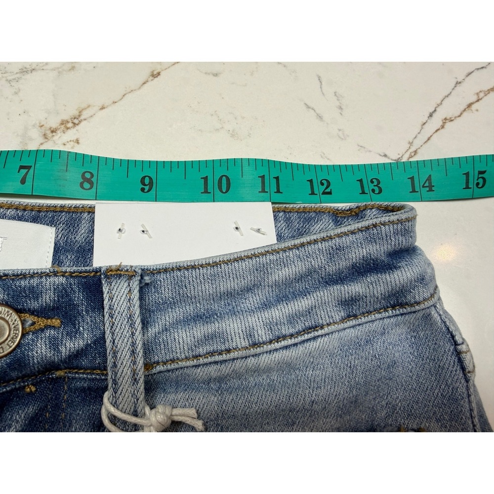 Vervet Blue Bella High-Rise Flare Jeans Light Wash Raw Hem Front Patch Pocket 28 - Picture 5 of 6
